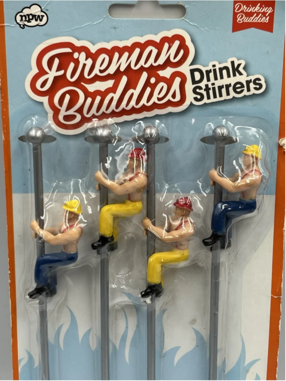 NEW & GIFT READY FIREMAN BUDDIES DRINK STIRRERS POLE DANCERS FOR YOUR LIPS